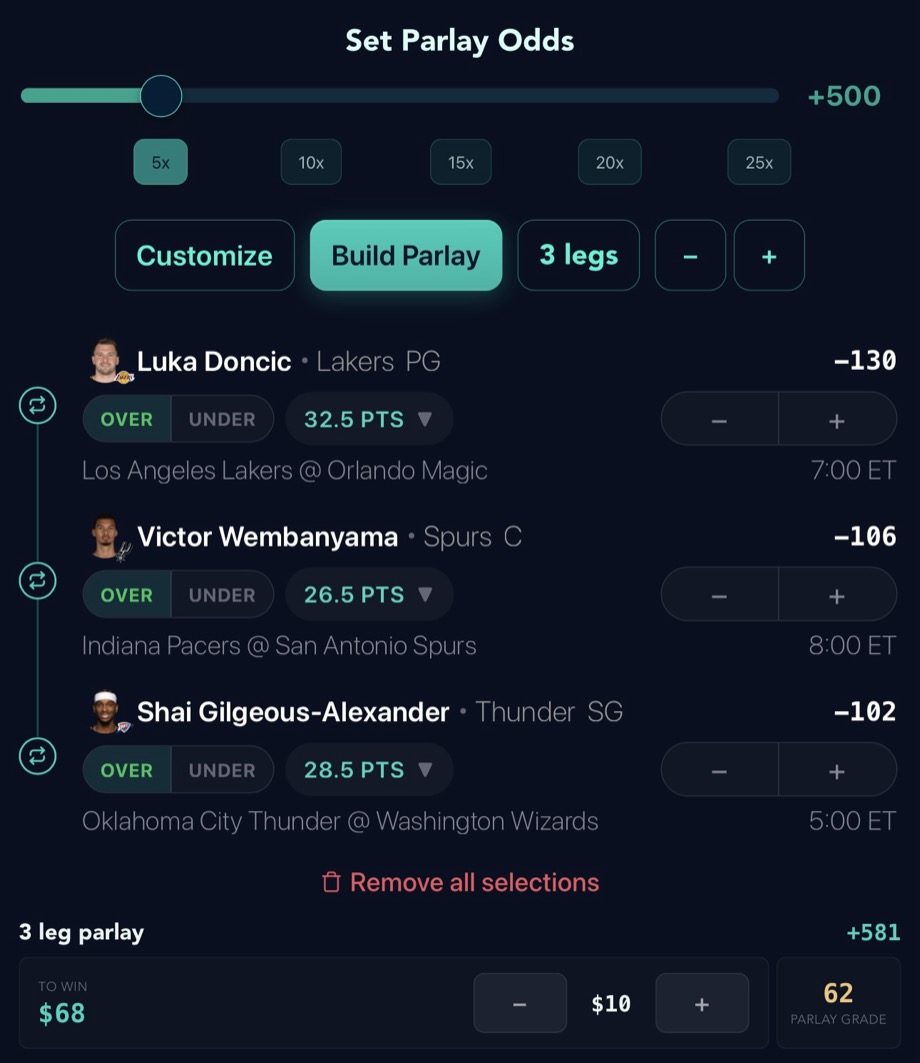 ParlayBuilder workbench — build parlays