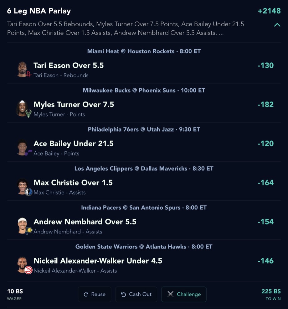 ParlayBuilder saved parlays